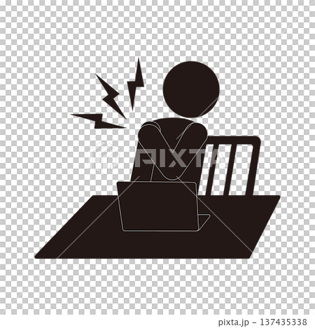 Icon of a person with stiff shoulders due to desk work Icon of a person with stiff shoulders due to desk work 137435338