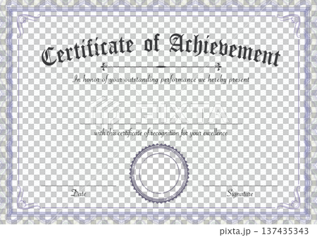 Certificate of Achievement template with ornate border and official seal for recognition and excellence Certificate of Achievement template with ornate border and official seal for recognition and excellence 137435343