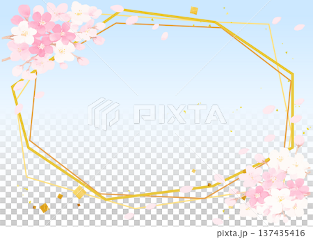 背景插圖:櫻花花瓣在藍天中翩翩起舞 背景插圖:櫻花花瓣在藍天中翩翩起舞 137435416