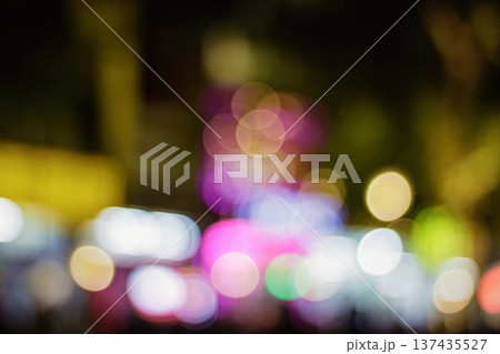 Abstract Multi Colored City Night Bokeh Background with Defocused Lights. Bokeh Background. High quality photo 137435527