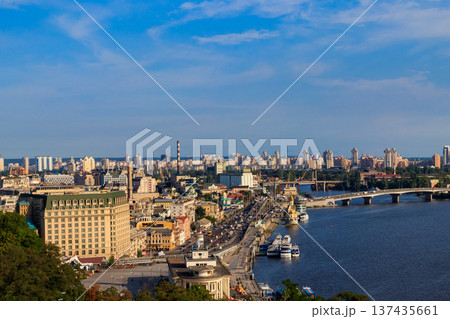 View of the Dnieper river and Kiev cityscape, Ukraine 137435661