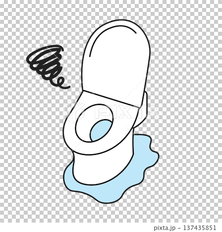 シンプルなイラスト_トイレの水漏れ 137435851