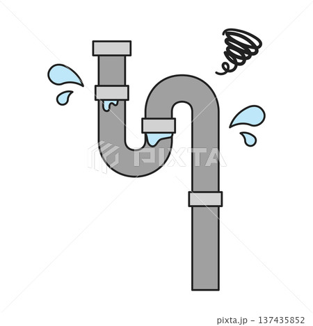 シンプルなイラスト_パイプの水漏れ シンプルなイラスト_パイプの水漏れ 137435852