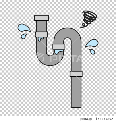 シンプルなイラスト_パイプの水漏れ シンプルなイラスト_パイプの水漏れ 137435852