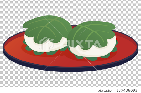 お盆に乗った柏餅のイラスト お盆に乗った柏餅のイラスト 137436093