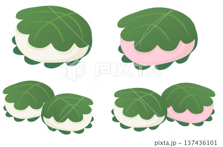 どもの日イラスト_柏餅イラストセット 137436101