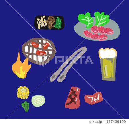 焼肉のイラストセット 焼肉のイラストセット 137436190