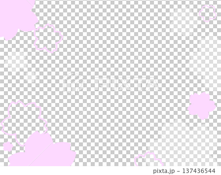 櫻花邊框插圖透明PNG格式，柔和的春季裝飾設計 137436544