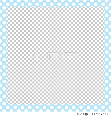 Blue square frame with white polka dot pattern for card print, polaroid photo, ad template, poster, book cover, notepad, sticky note, memo, banner, border, postcard, standee, paper design, decoration 137437335