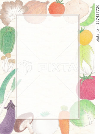 いろいろな野菜のフレーム　内枠あり 137437726