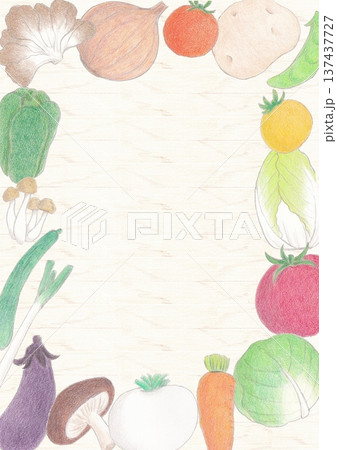 いろいろな野菜のフレーム　内枠なし 137437727