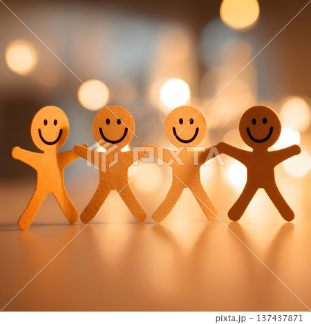 Happiness concept image with inclusive community warm light modern look 137437871