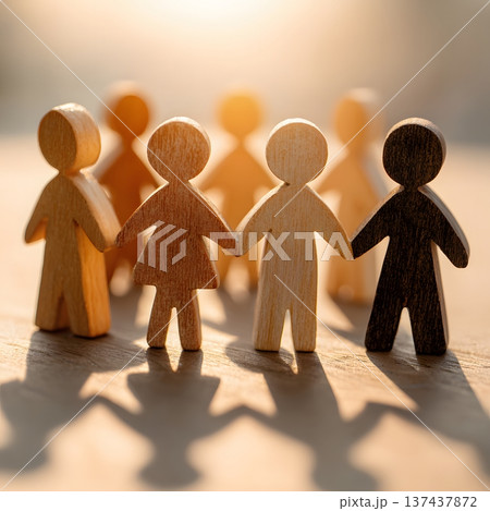 Happiness concept image with inclusive community warm light modern look 137437872