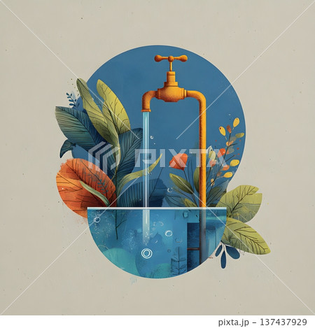 Clean water sustainability concept with minimal modern design 137437929