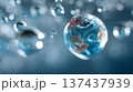 World Water Day visual showing clear water drops and planet earth concept 137437939