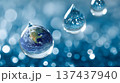World Water Day visual showing clear water drops and planet earth concept 137437940