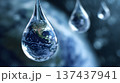 World Water Day visual showing clear water drops and planet earth concept 137437941