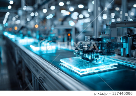 High tech automated production line with...のイラスト素材 [137440096] - PIXTA