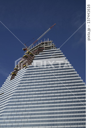 Construction progresses at La tour Triangle in Porte de Versailles, Paris near the exhibition center Construction progresses at La tour Triangle in Porte de Versailles, Paris near the exhibition center 137441616