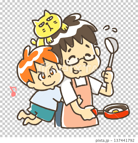 大変だけど家事と育児を頑張っているお父さん 137441792