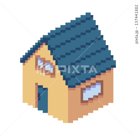 ドット絵の円錐屋根の家,透過背景 ドット絵の円錐屋根の家,透過背景 137441882