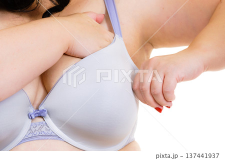 Fat woman big breast wearing bra 137441937