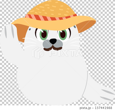 Adorable Seal in a Summer Hat Cartoon Character Perfect for Beach and Ocean Themes 137441988
