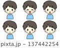 シンプルな男の子のバストアップ・6種表情喜怒哀楽セット 137442254