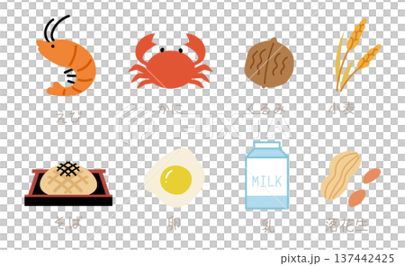 アレルギー特定原材料のシンプルかわいいアイコン 137442425