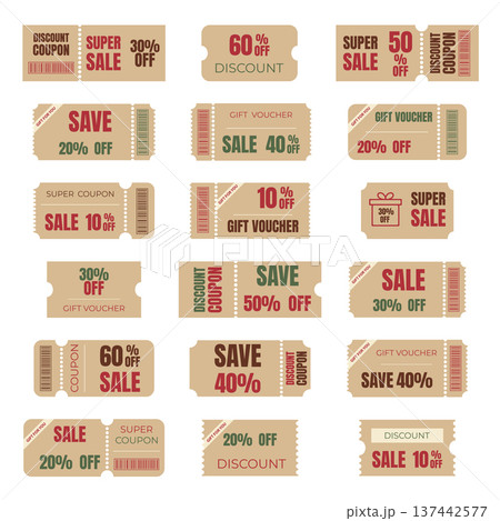 set of vouchers for a discount in the store set of vouchers for a discount in the store 137442577