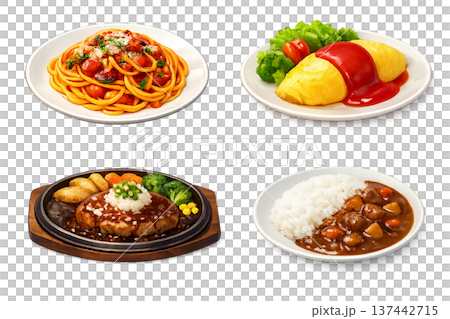 西餐廳標準菜單插圖套裝 137442715