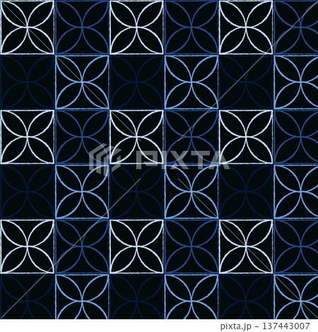 Minimalist blue geometric floral pattern background Minimalist blue geometric floral pattern background 137443007
