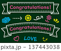 黒板に書いたチョーク風のフレーム おめでとう 137443038