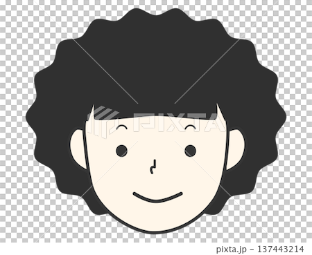 パーマヘアーのシンプルで可愛い女の子　前髪パッツン 137443214