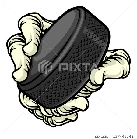 Skeleton Grim Reaper Hand Ice Hockey Team Mascot Skeleton Grim Reaper Hand Ice Hockey Team Mascot 137443342