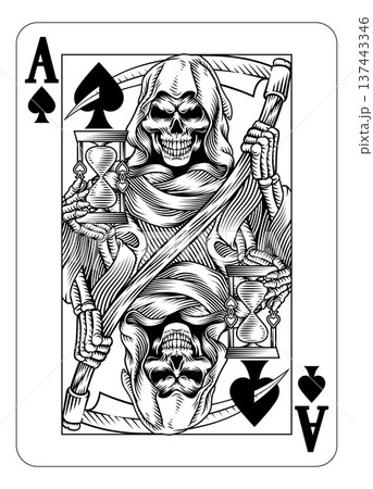 Grim Reaper Ace of Spades Death Playing Card 137443346