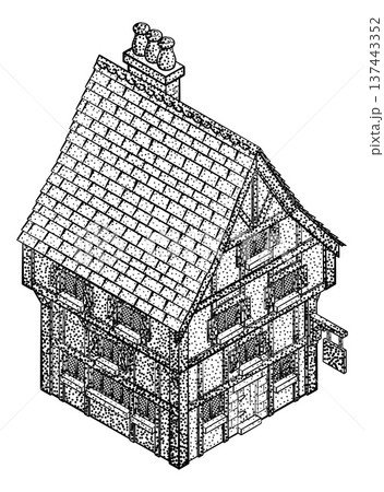 Medieval Building Map Icon Vintage Illustration 137443352