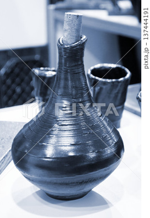 Model printed on 3D printer from metal. Object created on 3D printer from melting metal thread. Modern new technologies. Additive progressive manufacturing solution. Metal 3d printing technology 137444191