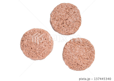 Raw plant based meat patties vegan burger alternative made from vegetable protein healthy sustainable food top view Raw plant based meat patties vegan burger alternative made from vegetable protein healthy sustainable food top view 137445340