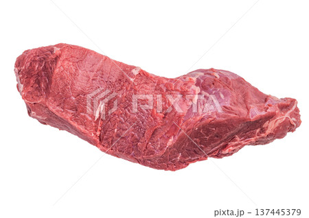 Raw beef cut tenderloin on white background suitable for roast beef preparation ideal for roasting baking and classic homemade cooking 137445379