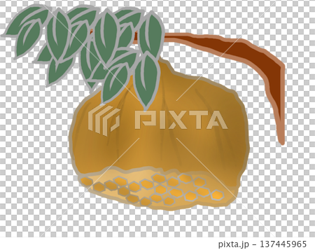 Illustration of a beehive hanging from a branch 137445965