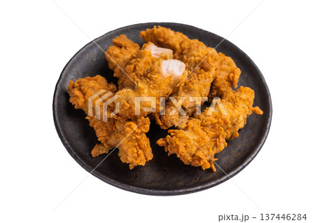 Chicken tenders, deep fried strips from breast fillet isolated on white background 137446284