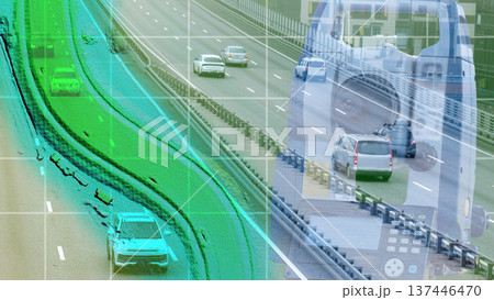 geodesy road construction. The road on the background of infographics of road design and construction 137446470