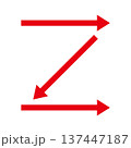 シンプルな赤の矢印アイコン 137447187