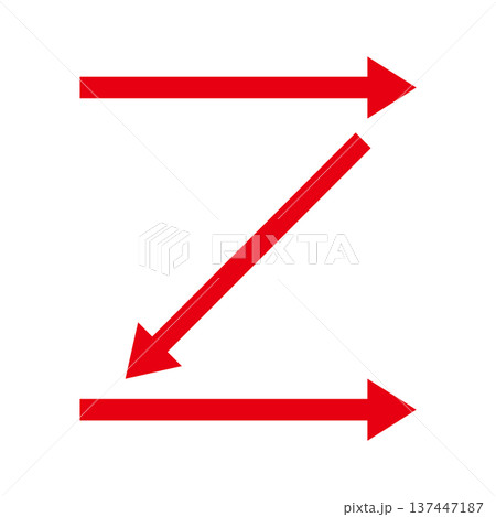 シンプルな赤の矢印アイコン 137447187