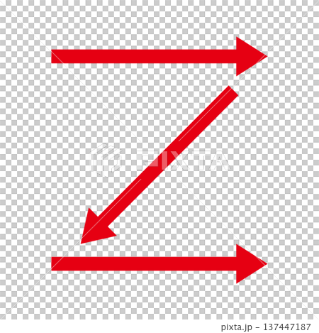 シンプルな赤の矢印アイコン 137447187