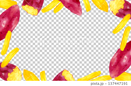 干し芋のフレーム 手描き水彩イラスト背景素材 干し芋のフレーム 手描き水彩イラスト背景素材 137447191