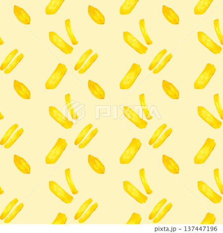 干し芋のシームレスパターン　手描き水彩イラスト素材 137447196