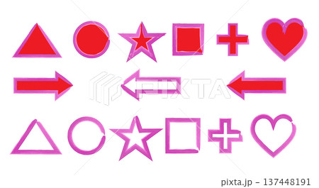 Collection of Colorful Geometric Shapes with a Hand-Painted Effect 137448191