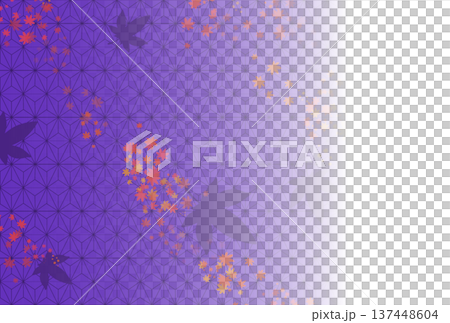 紫色の麻の葉と紅葉の葉の背景 137448604